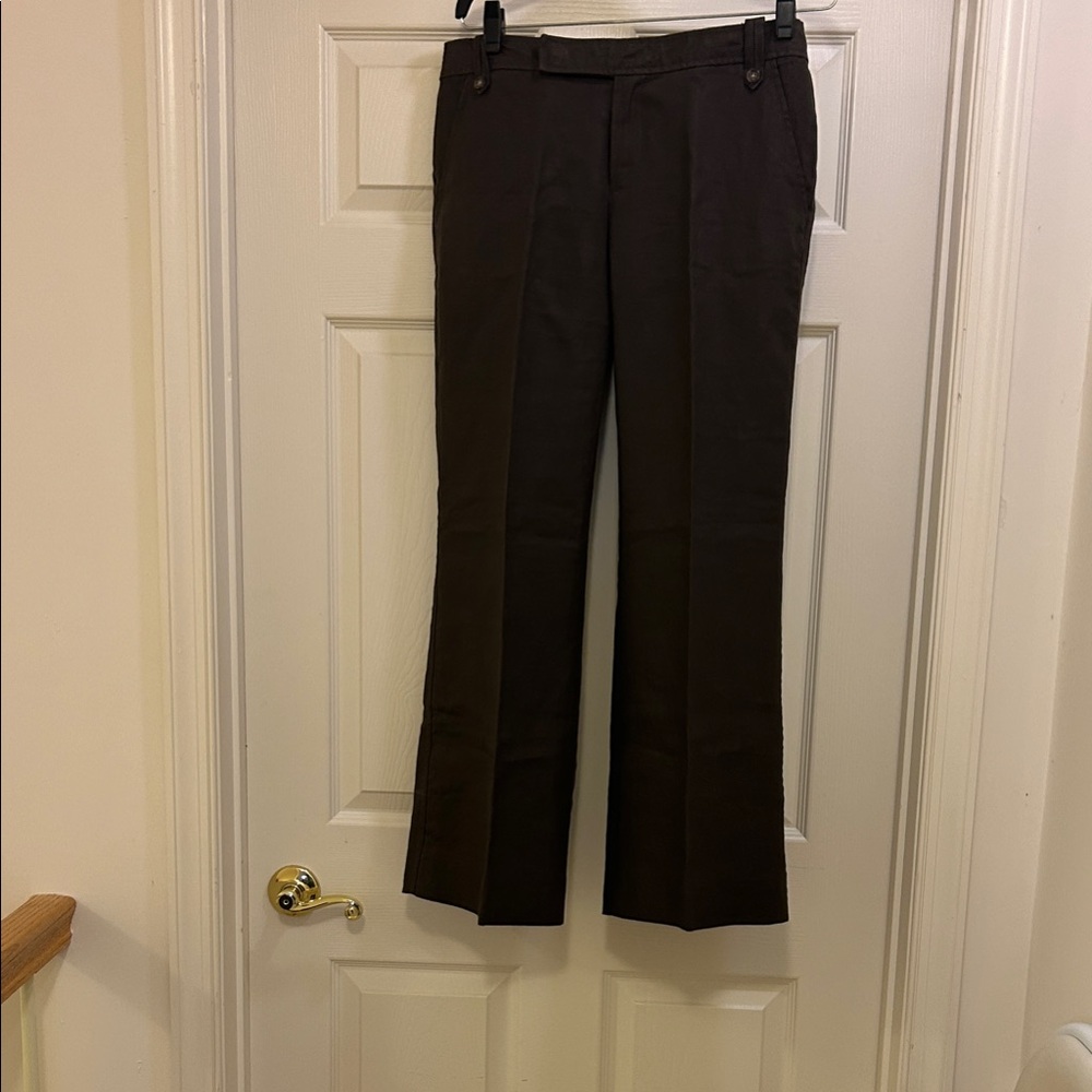 Banana Republic Women's Dark Brown Linen Straight Leg Pants, Martin fit